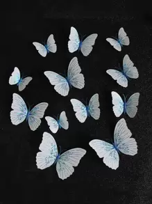 12 cái 3D Bướm Sticker - Màu xanh lam - Xem 1