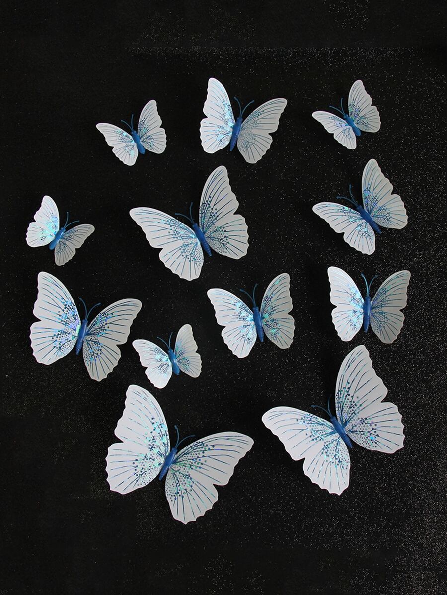 12 cái 3D Bướm Sticker - Màu xanh lam - Xem 1