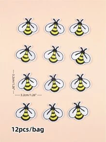 12pcs/set Bee Shaped Iron-on Patch, Cartoon Insect Shaped Patch For Sewing - Multicolor - View 2