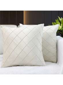 1pc Pintuck Pillowcase Without Filler - Beige - View 1