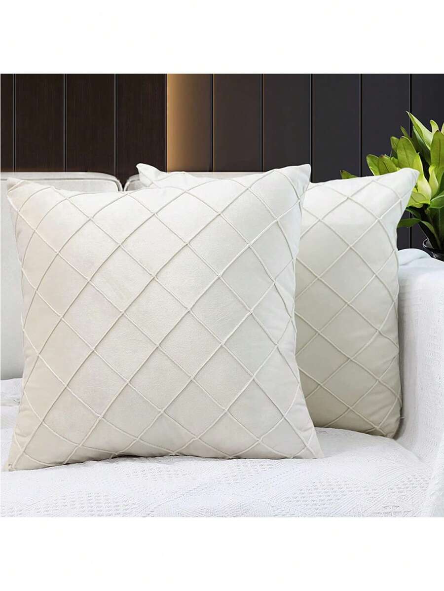 1pc Pintuck Pillowcase Without Filler - Beige - View 1