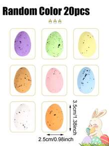 20pcs/set Plastic Decoration Object, Random Color Egg Design Decoration Craft For Easter - Multicolor - View 2
