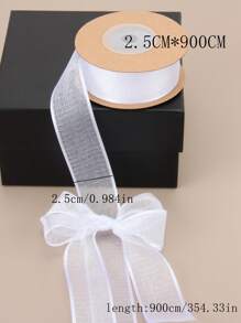 1 rouleau de ruban cadeau blanc, ruban d'emballage en polyester simple pour cadeaux, Noël
