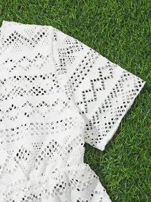 小女童鏤空罩衫連衣裙