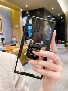 Clear Phone Case With Holder - Black - View 3