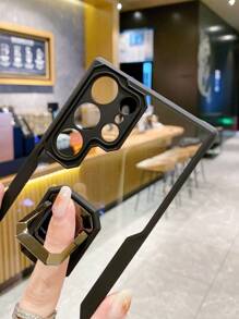 Clear Phone Case With Holder - Black - View 4