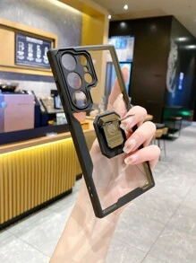 Clear Phone Case With Holder - Black - View 5
