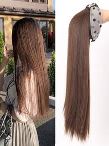 Long Straight Synthetic Wig With Headband - Light Brown - View 5