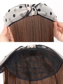 Long Straight Synthetic Wig With Headband - Light Brown - View 6