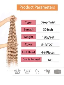 30 Inch Deep Wave Crochet Hair Soft Ocean Wave Braiding Hair Synthetic Soft Long Curly Crochet Hair For Women(1pc ) - Multicolor - View 3