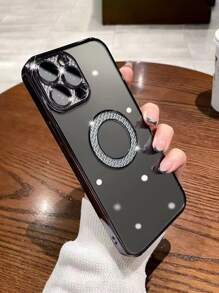 Vỏ điện thoại trang trí rhinestone - màu đen - Xem 1