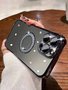 Vỏ điện thoại trang trí rhinestone - màu đen - Xem 2