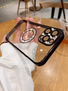 Vỏ điện thoại trang trí rhinestone - màu đen - Xem 3