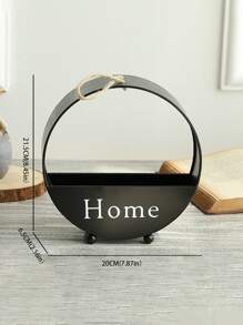 1入組鐵懸掛播種機現代黑色字母圖案掛壁式植物容器裝飾 - 黑色 - 查看 2