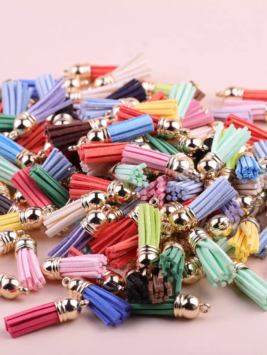 60 Cái/bộ Màu Ngẫu Nhiên Boho Tua Rua Tự Làm Mặt Dây Chuyền Nữ Cho Tự Làm Trang Sức Làm - Nhiều màu - Xem 1