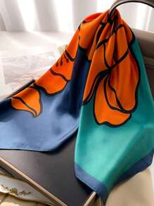 1入組26.77英寸女士仿真絲印花方巾，多功能髮帶、頸巾、頭巾、手提包裝飾頭帶、頭帶，理想裝扮您的造型 - 彩色 - 查看 2