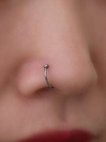 1pc Funky Stainless Steel Rhinestone Decor Nose Ring For Men Women For Body Decoration For Women & Girls - Silver - View 1