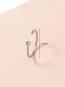 1pc Funky Stainless Steel Rhinestone Decor Nose Ring For Men Women For Body Decoration For Women & Girls - Silver - View 3