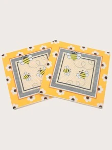 20入組/套紙質餐巾卡通花卉和蜜蜂圖案一次性餐巾派對用 - 彩色 - 查看 1