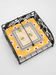 20入組/套紙質餐巾卡通花卉和蜜蜂圖案一次性餐巾派對用 - 彩色 - 查看 3