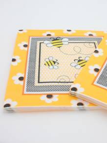 20入組/套紙質餐巾卡通花卉和蜜蜂圖案一次性餐巾派對用 - 彩色 - 查看 7