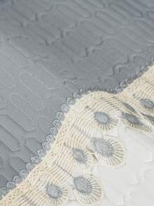 1入組撞色裝飾抱枕套現代織物蕾絲裝飾靠墊套適用於客廳家居裝飾 - 灰色 - 查看 2