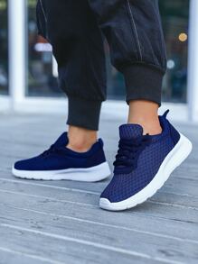 男孩拼接網紗跑步鞋 - 藏蓝色 - 查看 3