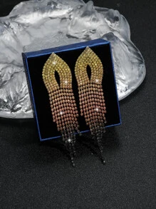 水鑽流蘇耳墜 - 彩色 - 查看 4