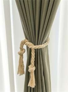 1入組素色窗簾繫帶家用極簡主義滌綸窗簾帶繫帶 - 米色 - 查看 3