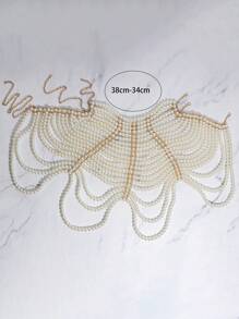 Faux Pearl Beaded Body Chain - White - View 3