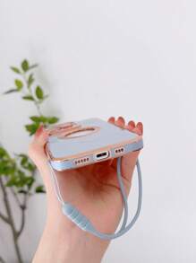 愛心圖案手機殼附帶繩子 - 藍色 - 查看 3