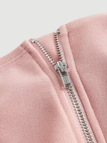 SHEIN MOD 前蝴蝶結蓮藕袖短款上衣和包臀半身裙 - 藕粉色 - 查看 4