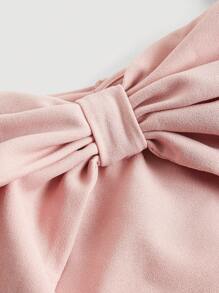SHEIN MOD 前蝴蝶結蓮藕袖短款上衣和包臀半身裙 - 藕粉色 - 查看 3