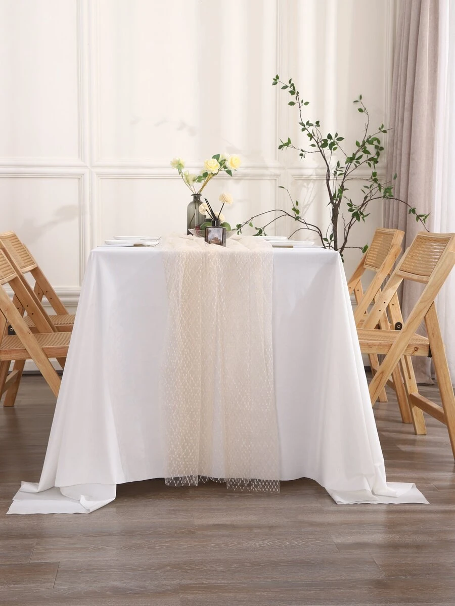 1 Khăn Trải Bàn Màu Be, Polyester Hiện Đại Dạ Nỉ Vải Trang Trí Bàn Cho Bàn Ăn - Màu be - Xem 1