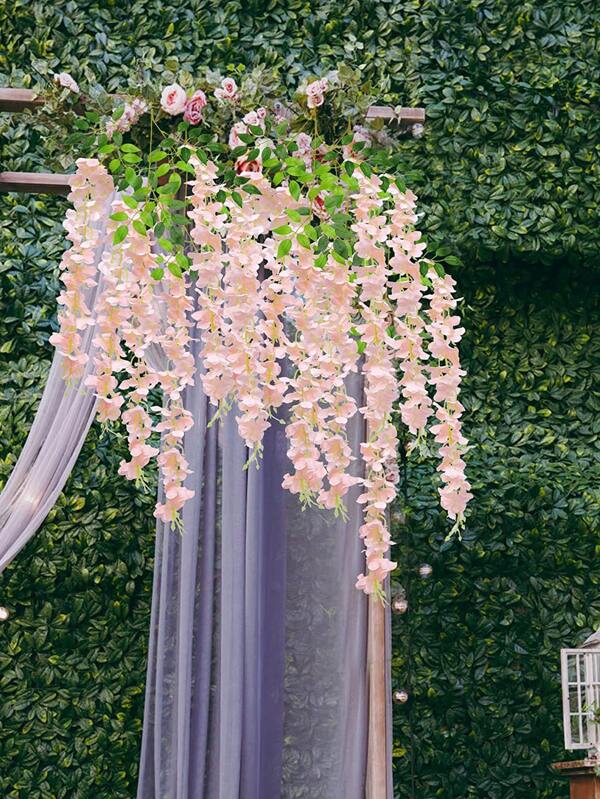 3pcs/set Fabric Artificial Flower Vine, Romantic Garden Arch DIY Fake Plant Vine For Wedding