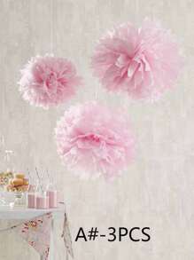 3pcs DIY Decorative Paper Flower Ball, Tissue Paper Pom Pom For Party Decor - Multicolor - View 3