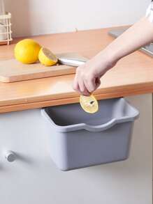 1pc Simple Kitchen Cabinet Door Hanging Trash Can, Saves Space, Suitable For Kitchen, Living Room, Etc. - Grey - View 5