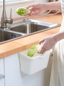 1pc Simple Kitchen Cabinet Door Hanging Trash Can, Space Saving, Suitable For Kitchen, Living Room, Etc. - White - View 5