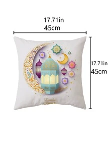 1 pieza Funda de cojín sin relleno Eid con estampado de luna & linterna - Multicolor - Ver 4