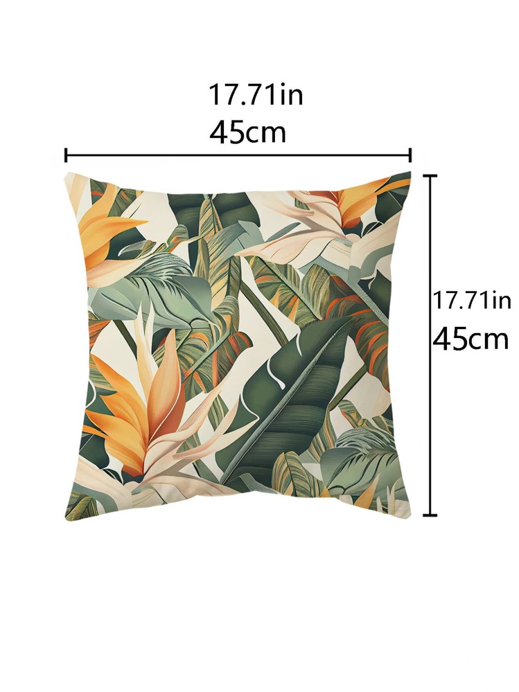 1pc Tropical Print Decorative Throw Pillow Case, Fabric Cushion Cover For Living Room, Home Decor - Multicolor - View 2