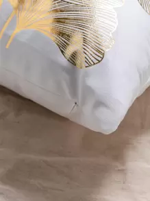 Metallic Ginkgo Biloba Print Cushion Cover Without Filler, Modern Throw Pillow Case, Pillow Insert Not Include, For Sofa, Home Decor - Multicolor - View 2