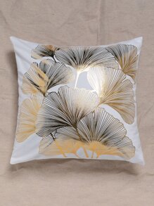 Metallic Ginkgo Biloba Print Cushion Cover Without Filler, Modern Throw Pillow Case, Pillow Insert Not Include, For Sofa, Home Decor - Multicolor - View 4