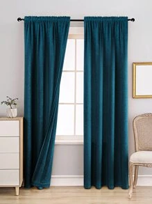 Rèm đơn màu trơn, Rèm đơn polyester hiện đại cho phòng ngủ và phòng khách - Màu xanh ngọc - Xem 1