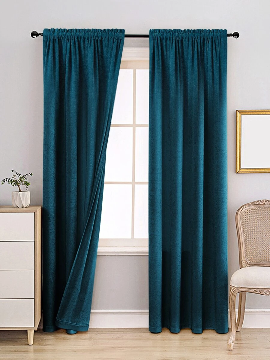 Rèm đơn màu trơn, Rèm đơn polyester hiện đại cho phòng ngủ và phòng khách - Màu xanh ngọc - Xem 1