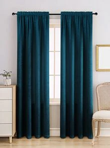 Rèm đơn màu trơn, Rèm đơn polyester hiện đại cho phòng ngủ và phòng khách - Màu xanh ngọc - Xem 3