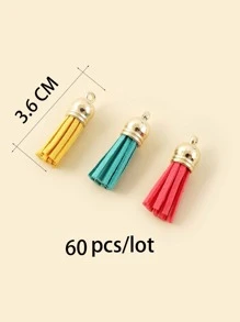 60 Cái/bộ Màu Ngẫu Nhiên Boho Tua Rua Tự Làm Mặt Dây Chuyền Nữ Cho Tự Làm Trang Sức Làm - Nhiều màu - Xem 3