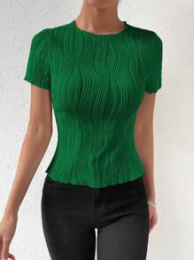 Chiquease Áo thun viền rau diếp rắn - màu xanh lá - Xem 6