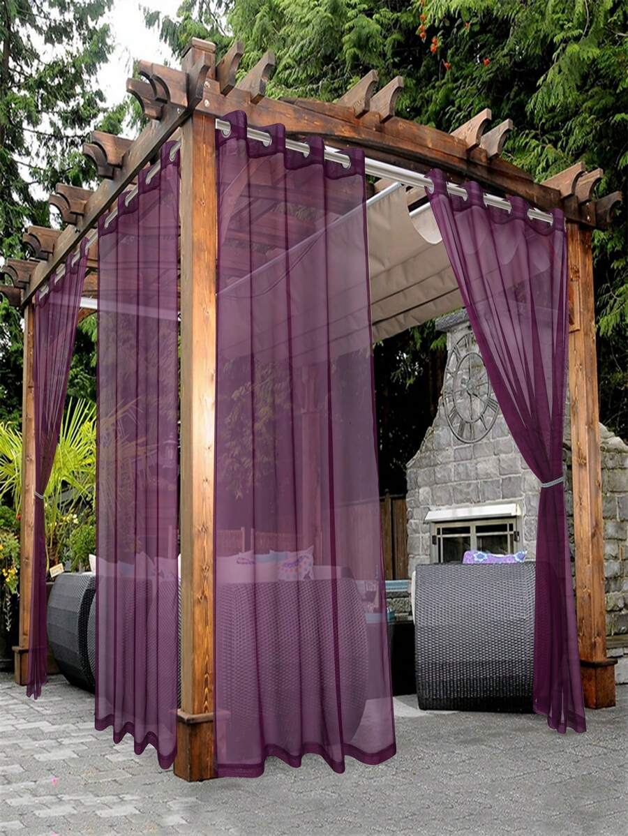 BONZER 1 Màn Ngoài Trời Màu Trơn, Màn Chống Thấm Polyester Tối Giản Cho Ngoài Trời - Màu tím - Xem 1