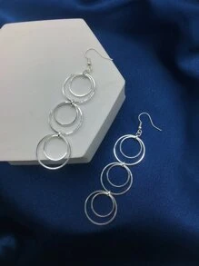 1 đôi bông tai hình tròn thời trang dành cho nữ để trang trí hàng ngày - Bạc - Xem 3