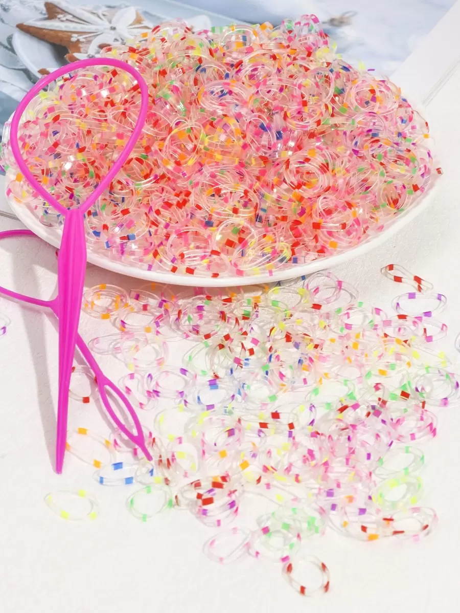 1000入組小女童撞色休閒髮圈 - 彩色 - 查看 1